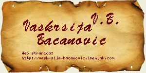 Vaskrsija Bacanović vizit kartica